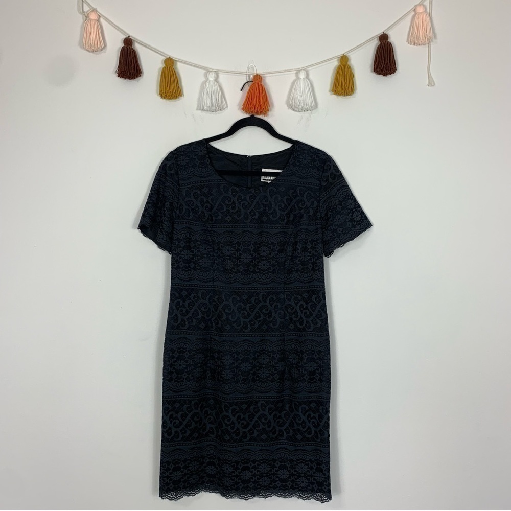 Vintage Sheri Martin Shift Black Lace Dress Size 8